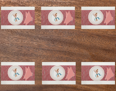 Bhaguji Rectangular Pack of 6 Table Placemat(Red, PVC)