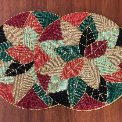 Master Piece Crafts Round Pack of 2 Table Placemat(Multicolor, Polyester)