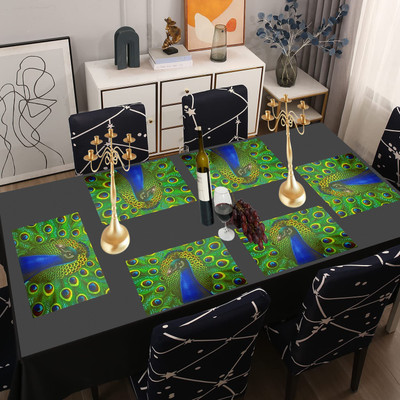 SANRAKSSHAN Rectangular Pack of 6 Table Placemat(Green, PVC)