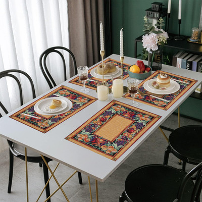 PRAKARTIK Rectangular Pack of 4 Table Placemat(Multicolor, Cotton)