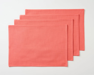 KITESCREATIONS Rectangular Pack of 4 Table Placemat(Orange, Cotton)