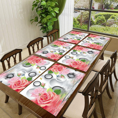 SANRAKSSHAN Rectangular Pack of 6 Table Placemat(Red, PVC)