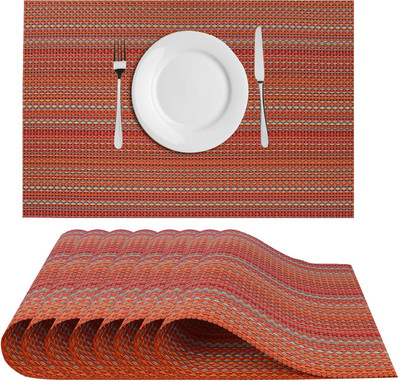 DPA Collection Rectangular Pack of 8 Table Placemat(Maroon, PVC)