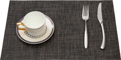 HS WORLD Rectangular Pack of 1 Table Placemat(Black, PVC)