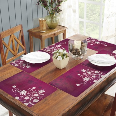 Crosmo Printed 6 Seater Table Cover(Wine, PVC, Pack of 6)