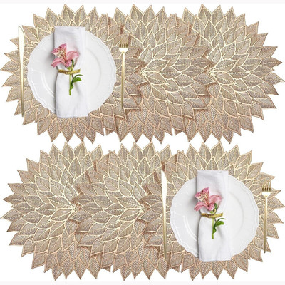 LaVichitra Round Pack of 6 Table Placemat(Gold, PVC)