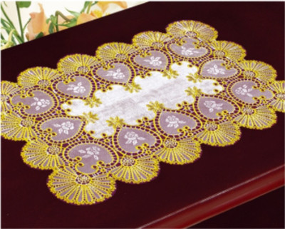 DELHI PVC CORP Rectangular Pack of 6 Table Placemat(Gold, Lace)