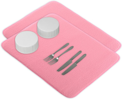KUBER INDUSTRIES Rectangular Pack of 2 Table Placemat(Pink, Microfibre)