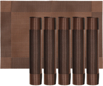 KUBER INDUSTRIES Rectangular Pack of 6 Table Placemat(Brown, PVC)