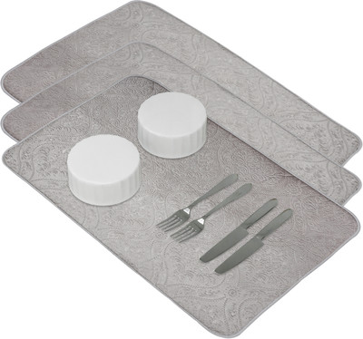 KUBER INDUSTRIES Rectangular Pack of 3 Table Placemat(Grey, Microfibre)
