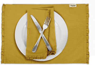 Vargottam Rectangular Pack of 6 Table Placemat(Yellow, Cotton)