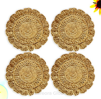 Safeora Global Round Pack of 4 Table Placemat(Beige, Jute)