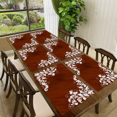 SANRAKSSHAN Rectangular Pack of 6 Table Placemat(Maroon, PVC)