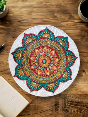 DFH Round Pack of 1 Table Placemat(Green, Cotton)