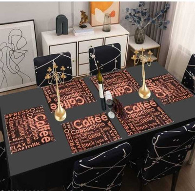 LOTUSKING Rectangular Pack of 6 Table Placemat(Black, PVC)