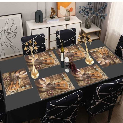 LOTUSKING Rectangular Pack of 6 Table Placemat(Grey, PVC)