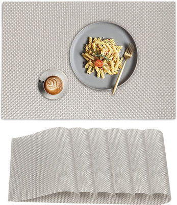 Dakshya Industries Rectangular Pack of 6 Table Placemat(White, PVC)