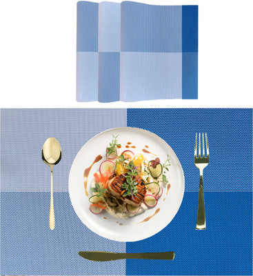SLEEKBODE Rectangular Pack of 4 Table Placemat(Dark Blue, Polypropylene)