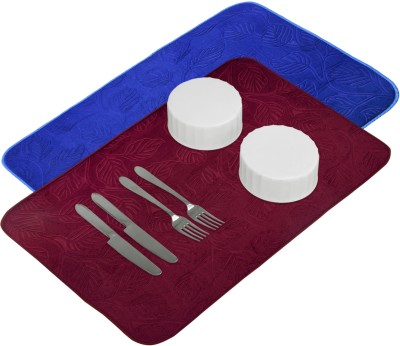 KUBER INDUSTRIES Rectangular Pack of 2 Table Placemat(Maroon, Blue, Microfibre)