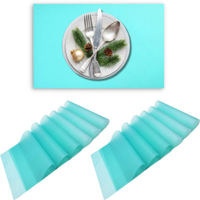 YELONA Rectangular Pack of 12 Table Placemat(Blue, PVC)