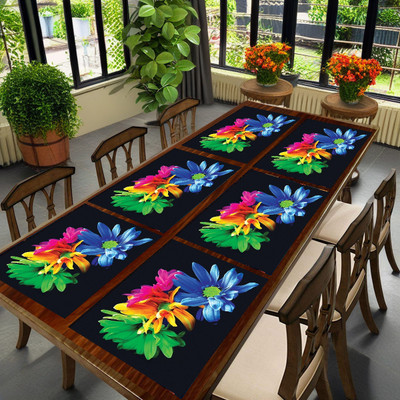 REVEXO Rectangular Pack of 6 Table Placemat(Multicolor, PVC)
