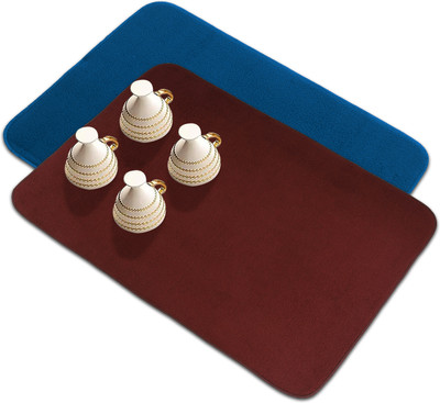 KUBER INDUSTRIES Rectangular Pack of 2 Table Placemat(Blue, Maroon, Microfibre)