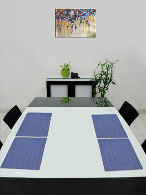 Saral Home Rectangular Pack of 4 Table Placemat(Blue, Cotton)