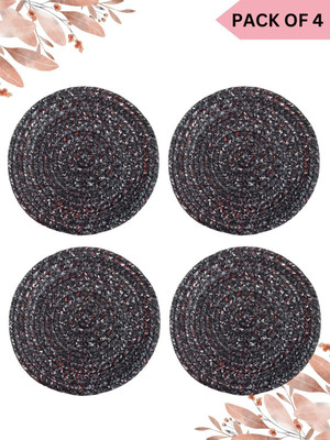 LADLI JEE Round Pack of 4 Table Placemat(Black, Grey, Polyester)