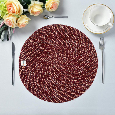 HOMESTIC Round Pack of 1 Table Placemat(Maroon, PVC)