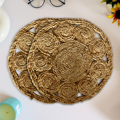 Safeora Global Round Pack of 2 Table Placemat(Beige, Jute)