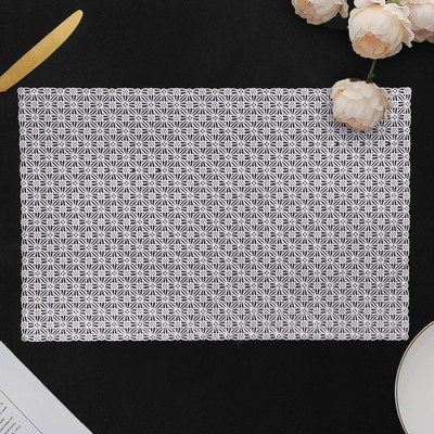 Castle Decor Rectangular Pack of 2 Table Placemat(Silver, PVC)