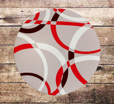 Onlyone1 Round Pack of 4 Table Placemat(Grey, Red, Polyester)