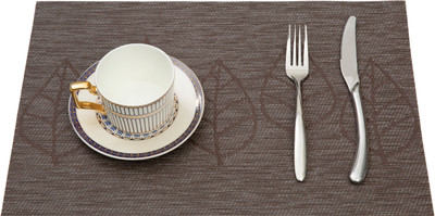 HS WORLD Rectangular Pack of 1 Table Placemat(Brown, PVC)