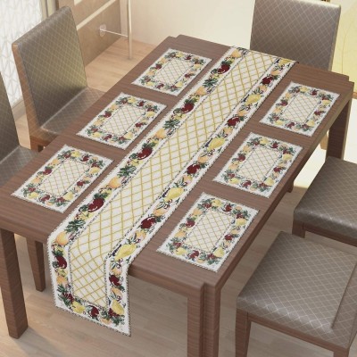 Shoppingzone Rectangular Pack of 7 Table Placemat(Yellow, Cotton)