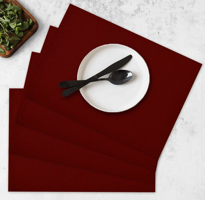 OASIS Rectangular Pack of 4 Table Placemat(Maroon, Cotton)