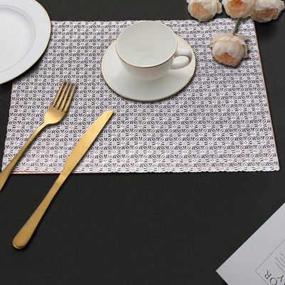 Dakshya Industries Rectangular Pack of 6 Table Placemat(Silver, PVC)