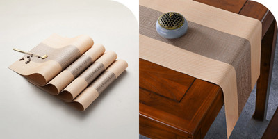 Bhaguji Rectangular Pack of 5 Table Placemat(Beige, PVC)