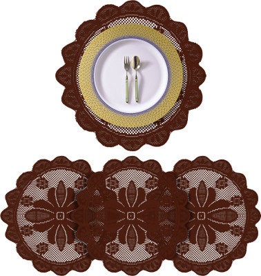 KUBER INDUSTRIES Round Pack of 4 Table Placemat(Maroon, Cotton)