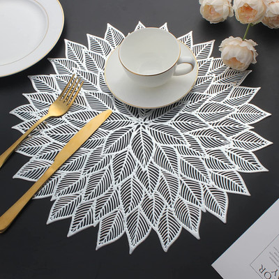 SIMHI Round Pack of 2 Table Placemat(Silver, PVC)
