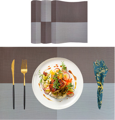 SLEEKBODE Rectangular Pack of 4 Table Placemat(Brown, Polypropylene)