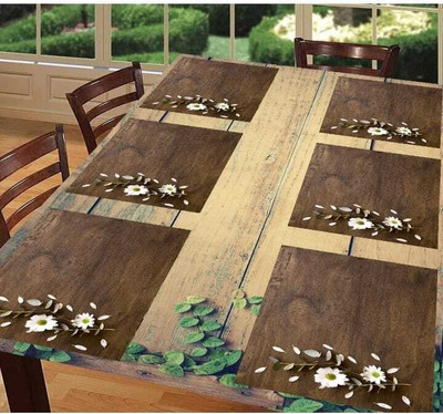LOTUSKING Rectangular Pack of 6 Table Placemat(Beige, PVC)