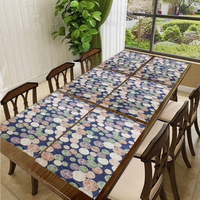 SANRAKSSHAN Rectangular Pack of 6 Table Placemat(Dark Blue, PVC)