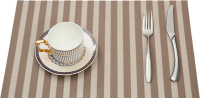 HS WORLD Rectangular Pack of 1 Table Placemat(Beige, PVC)