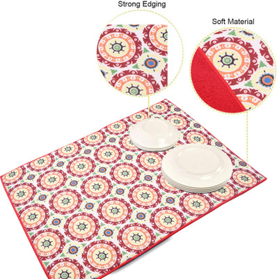 VRT Rectangular Pack of 1 Table Placemat(Red, Microfibre)