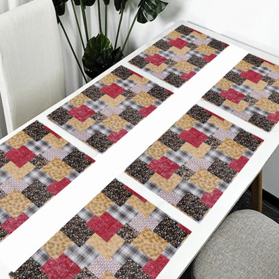 SANRAKSSHAN Rectangular Pack of 6 Table Placemat(Multicolor, PVC)