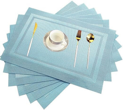 DANSR Rectangular Pack of 6 Table Placemat(Blue, Polyester)