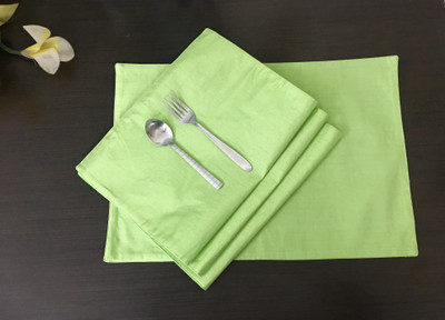 Master Piece Crafts Rectangular Pack of 4 Table Placemat(Green, Silk)