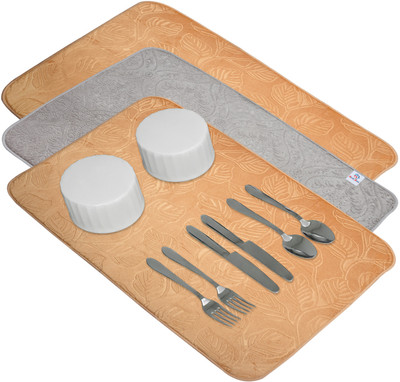Heart Home Rectangular Pack of 3 Table Placemat(Multicolor, Microfibre)