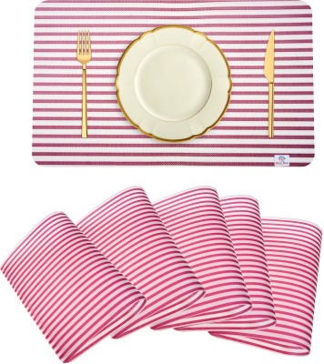 Heart Home Rectangular Pack of 6 Table Placemat(Maroon, PVC)