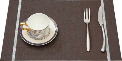 HS WORLD Rectangular Pack of 1 Table Placemat(Brown, PVC)